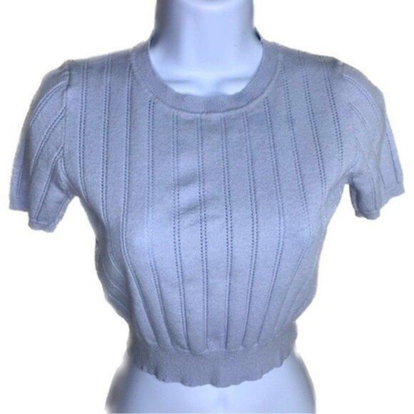 Forever 21 Short Sleeve Knit Top Light Blue Small - Picture 2 of 4